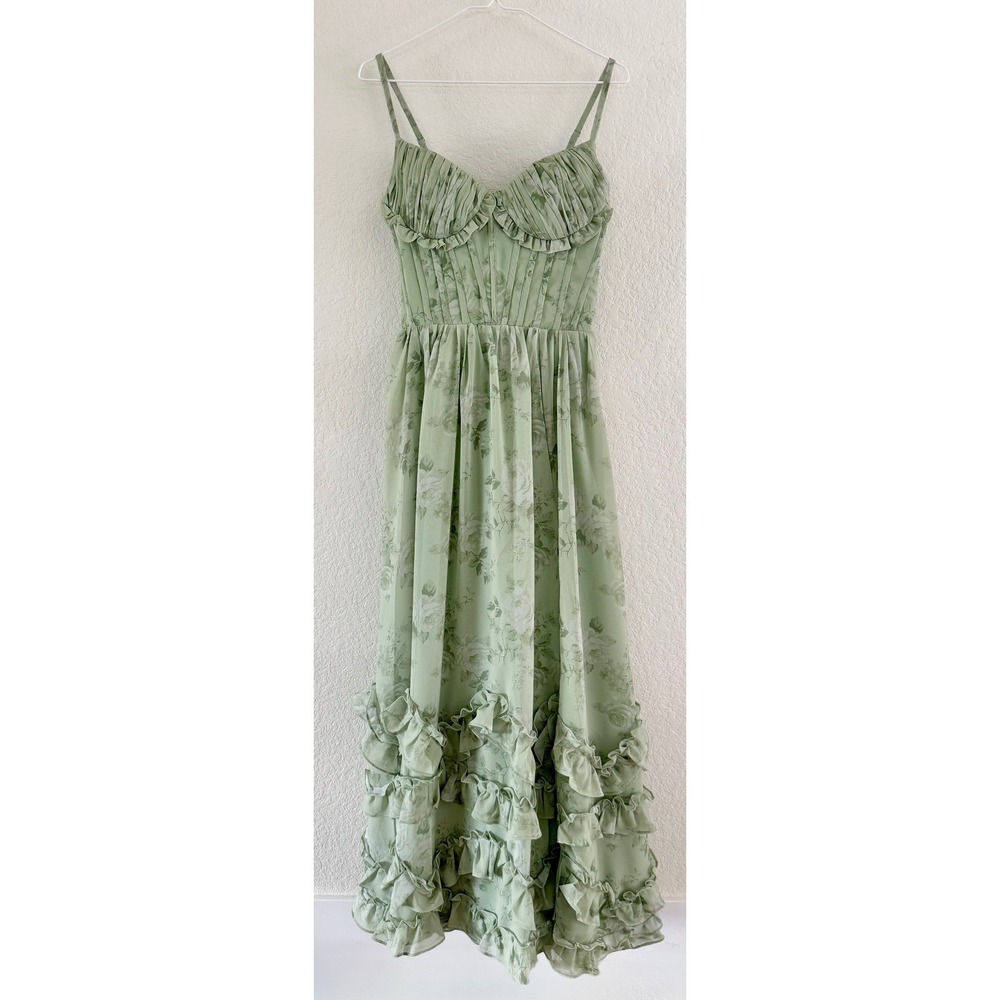 Fashion Class and Fashion Maxi Dress Women XS Sage Green Good Floral Corset